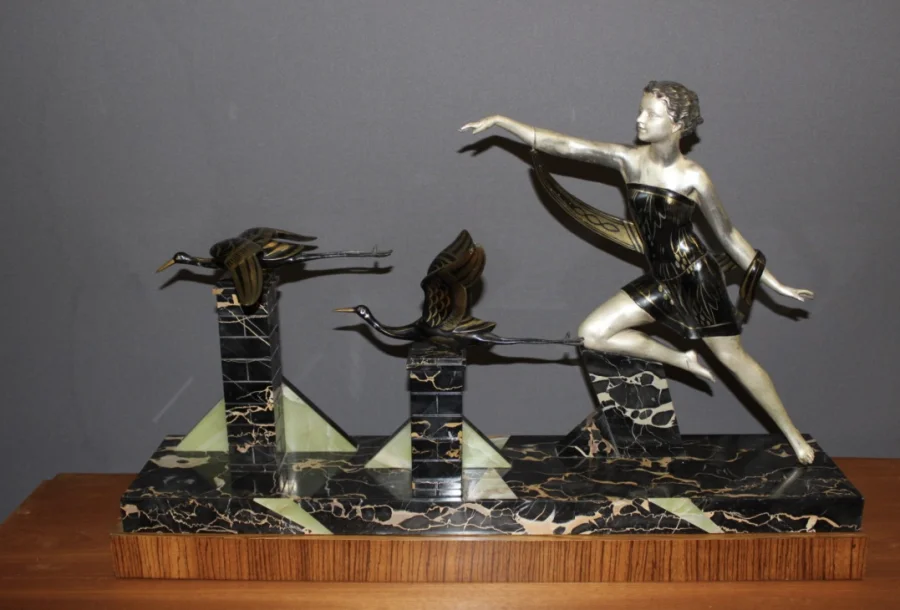 Important Art Deco Period Sculpture The Woman With The Storks