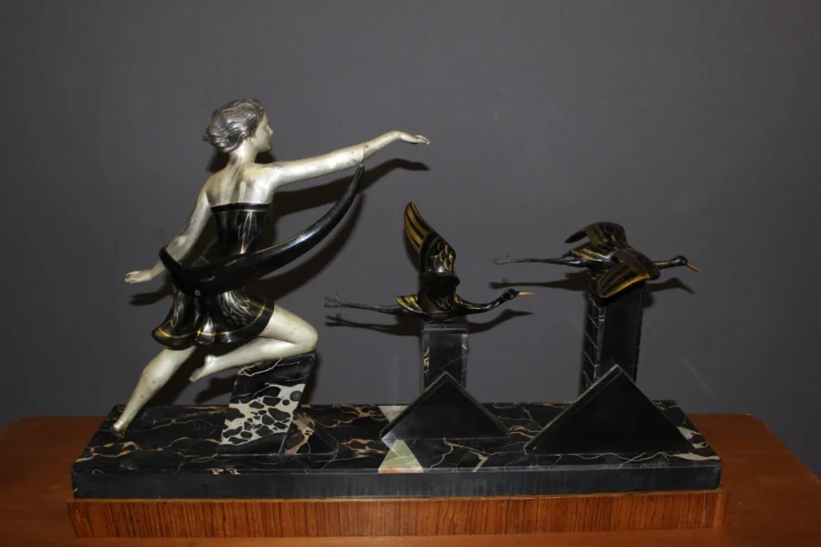 Important Art Deco Period Sculpture The Woman With The Storks