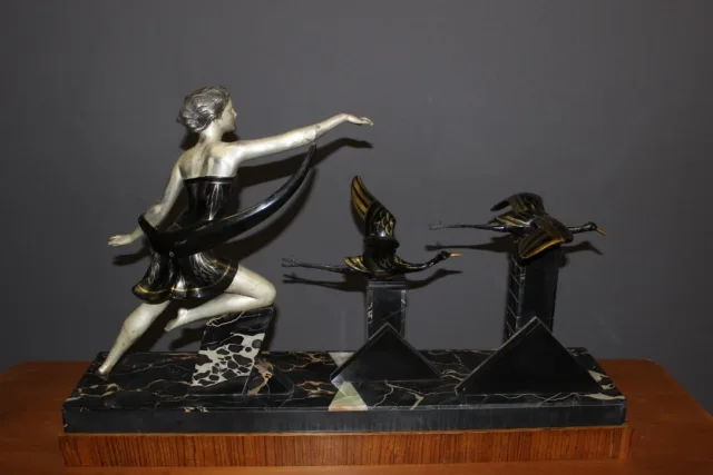 Important Art Deco Period Sculpture The Woman With The Storks