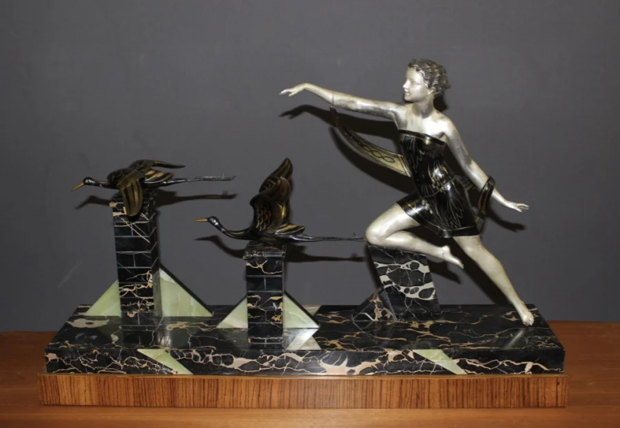 Important Art Deco Period Sculpture The Woman With The Storks