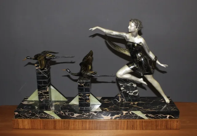 Important Art Deco Period Sculpture The Woman With The Storks