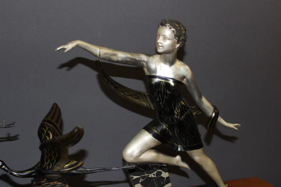 Important Art Deco Period Sculpture The Woman With The Storks