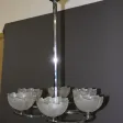 Lustre d'époque Art Déco en chrome et verre pressé