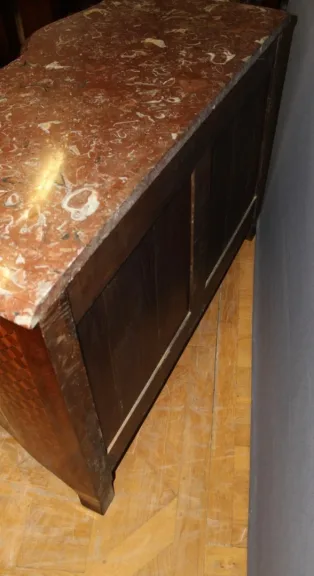 Commode arbalète Louis XIV en marqueterie de cube