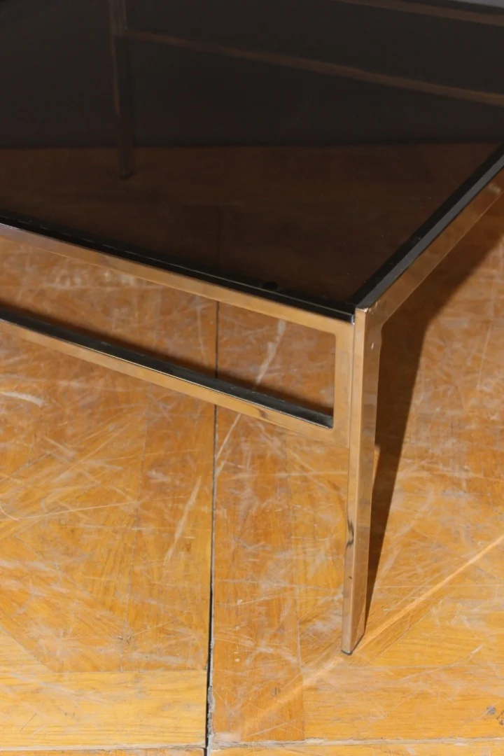 Table Basse En Chrome Et Verre Fumé Vers 1970