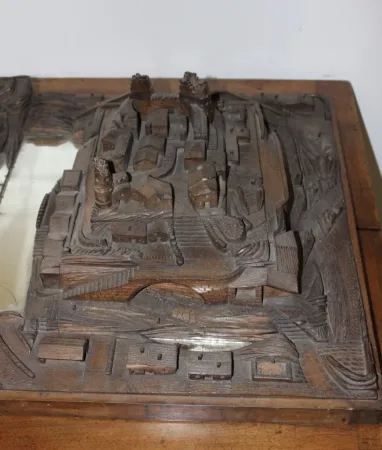 Maquette De Village En Noyer XIX