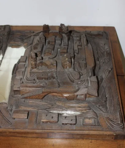 Maquette De Village En Noyer XIX