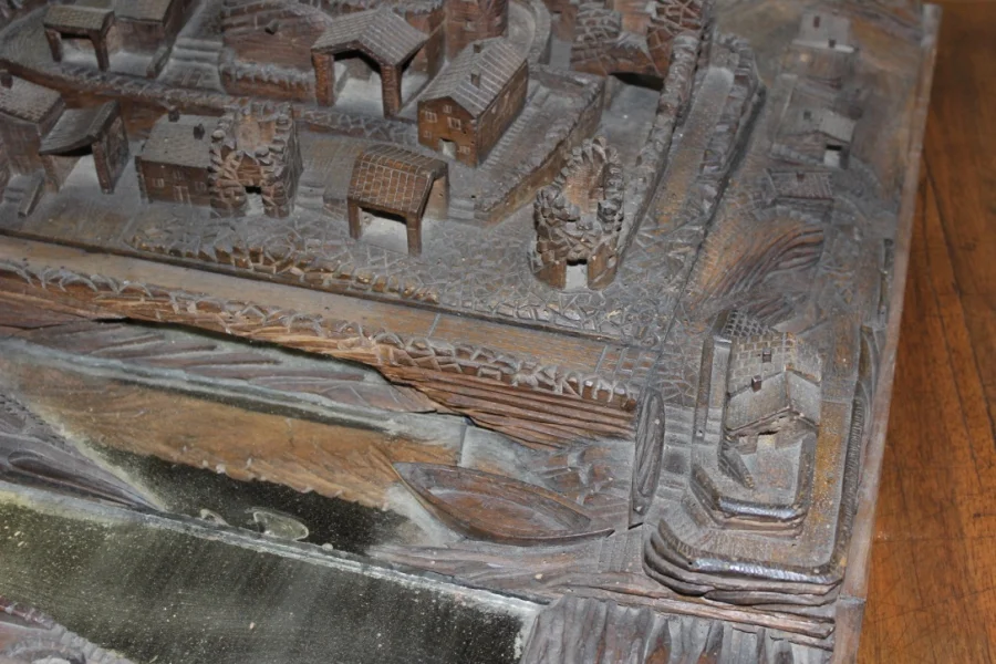 Model Of Village In Walnut XIX
