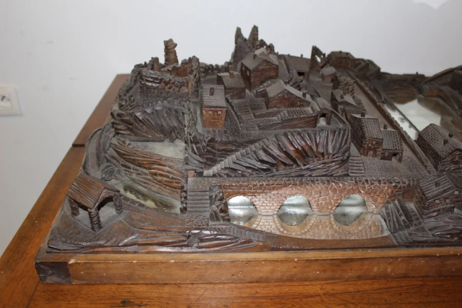 Model Of Village In Walnut XIX