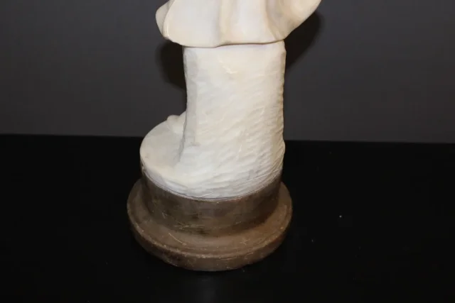 Alabaster Sculpture Representing A Young Woman With Roses Around 1900