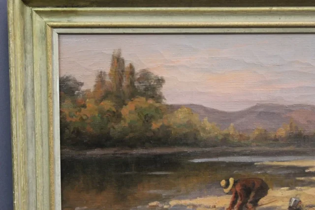 Huile sur toile  La Pêche Aux Coquillages Par Dubiez