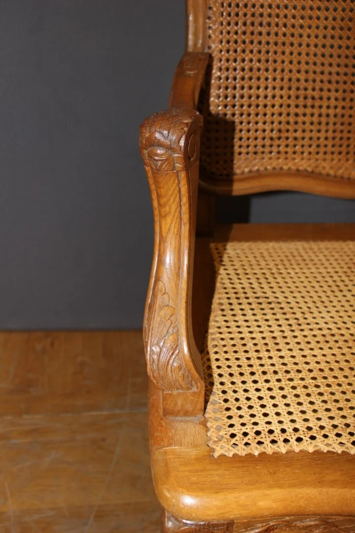 Pair Of Regency Style Armchairs In Carved Oak Late XIX