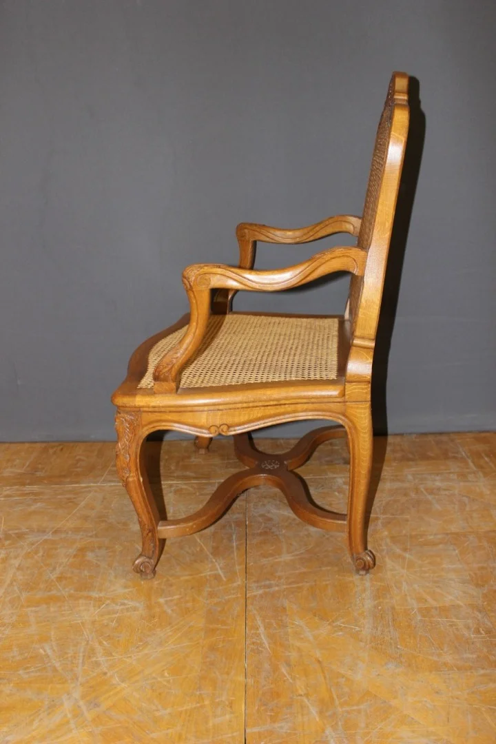 Pair Of Regency Style Armchairs In Carved Oak Late XIX