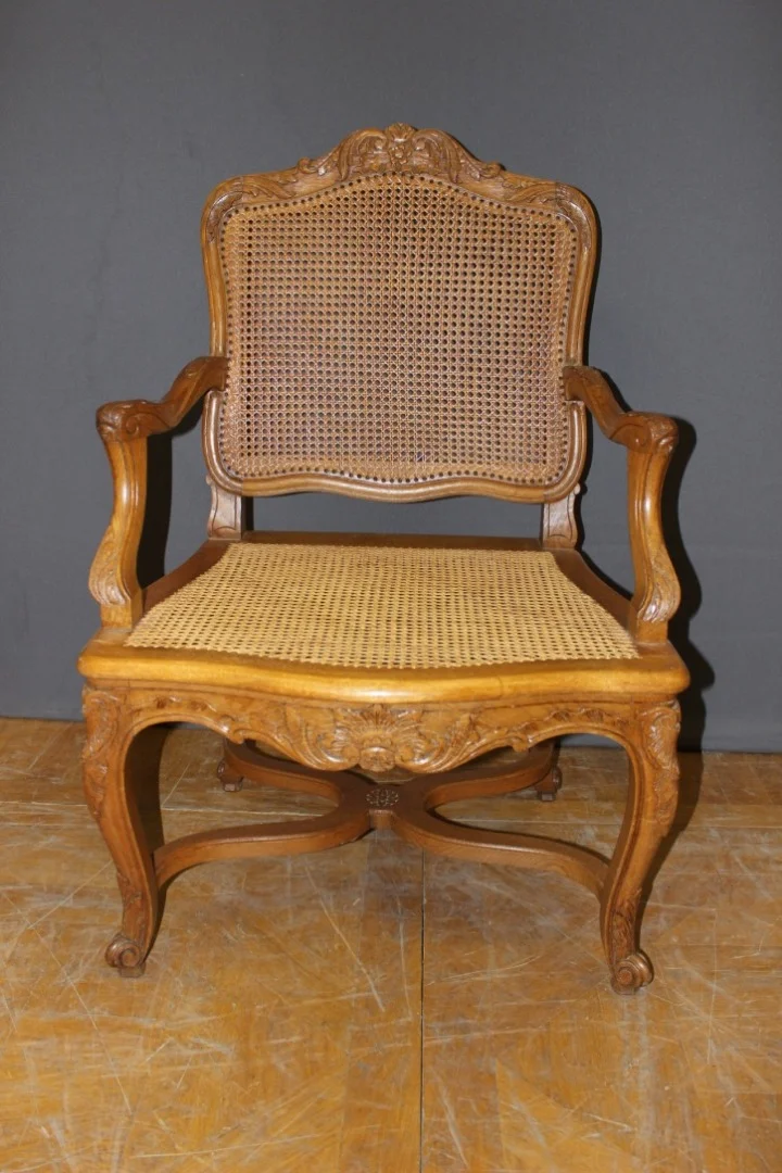 Pair Of Regency Style Armchairs In Carved Oak Late XIX