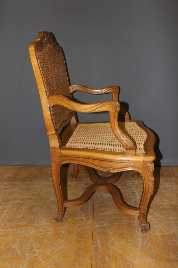 Pair Of Regency Style Armchairs In Carved Oak Late XIX