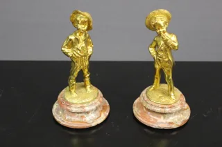 COPPIA DI FIGURE IN BRONZO DORATO