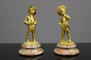 COPPIA DI FIGURE IN BRONZO DORATO