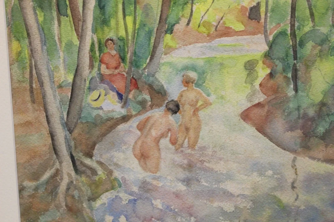 Aquarelle femmes à la rivière par Miron Duda