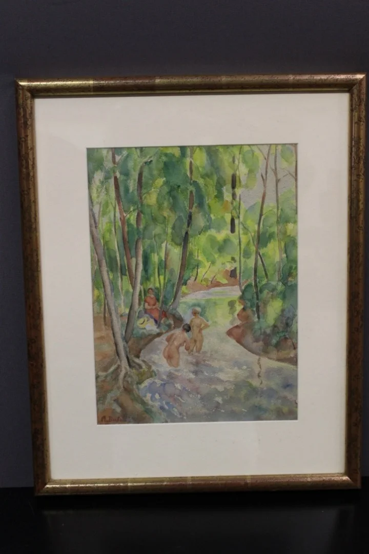 Aquarelle femmes à la rivière par Miron Duda