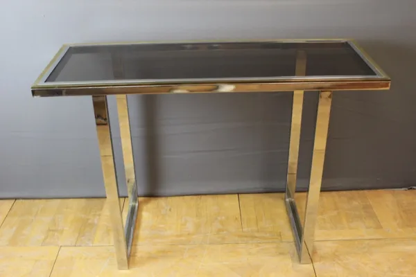 Console chromée et dorée par Roméo Rega vers 1970