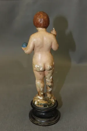 Enfant Jesus en bois sculpté polychrome XVIII