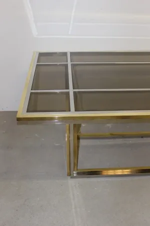 Table de salle à manger en acier chromé et laiton par Roméo Rega vers 1970