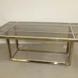 Table de salle à manger en acier chromé et laiton par Roméo Rega vers 1970