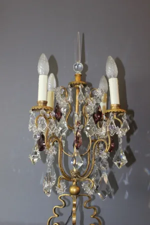 Girandole en métal doré et pampilles vers 1950