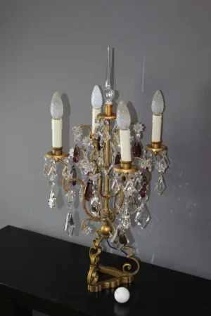 Girandole en métal doré et pampilles vers 1950