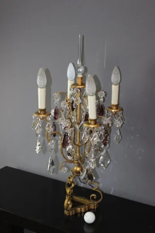 Girandole en métal doré et pampilles vers 1950