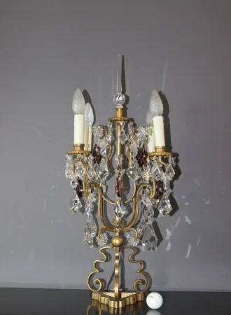Girandole en métal doré et pampilles vers 1950