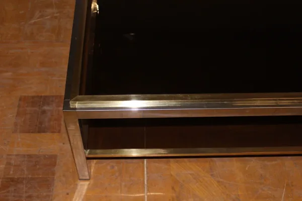 Grande table basse en chrome et doré entourage de Willy Rizzo vers 1970