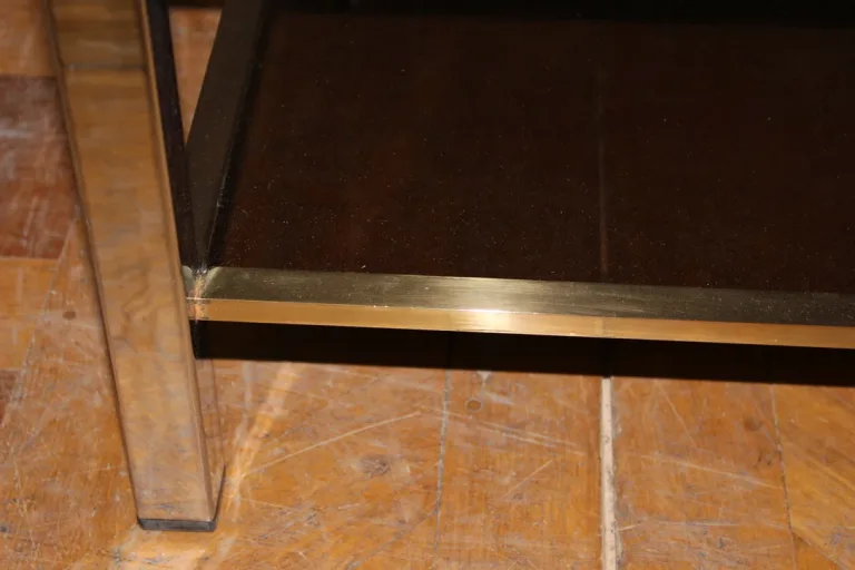 Grande table basse en chrome et doré entourage de Willy Rizzo vers 1970