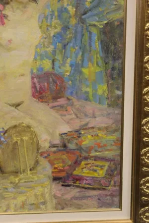 Huile Sur Toile Jeune Femme Au Noeud Rose Par Riasnianski