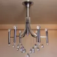 Lustre  Chrome Et Boules De Verres Par Gaetano Sciolari vers 1960