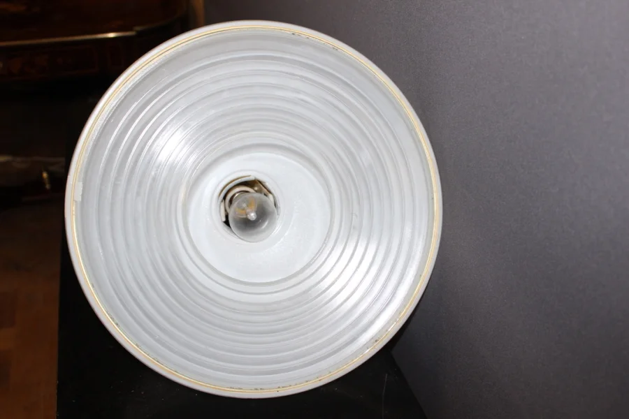 Lustre En Tôle Perforés Par Holophane Vers 1950
