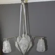 Lustre à plaques d'époque Art Déco signé Degué