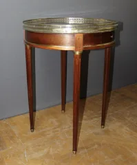 Table Bouillotte Louis XVI En Acajou Et Laiton Vers 1900