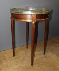 Table Bouillotte Louis XVI En Acajou Et Laiton Vers 1900