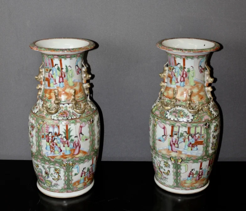Paire de vases de Canton , Chine fin XIX