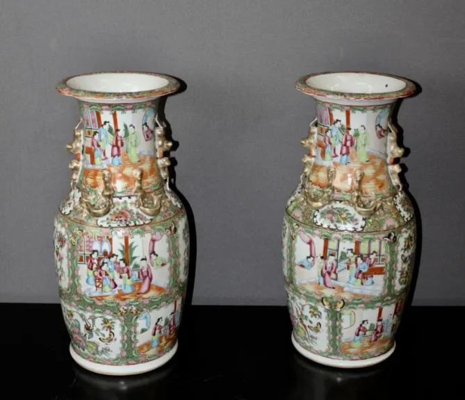 Paire de vases de Canton , Chine fin XIX