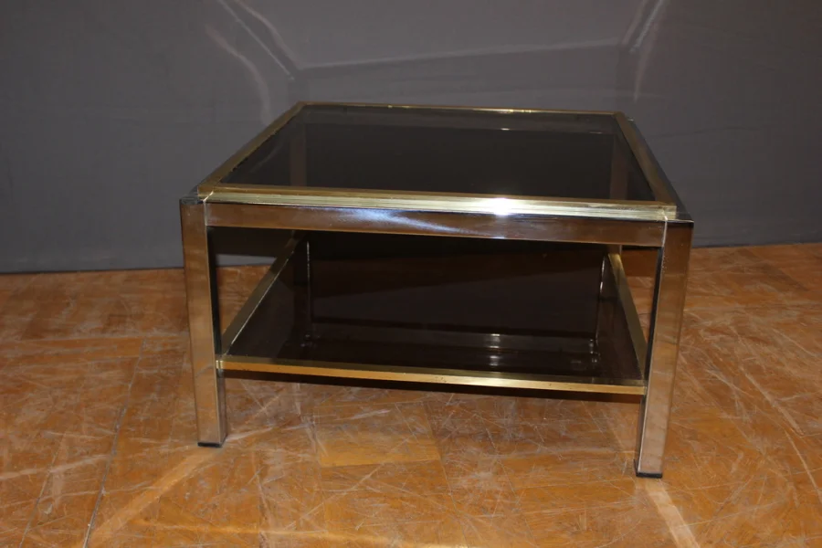 Table basse carré par Willy Rizzo vers 1970