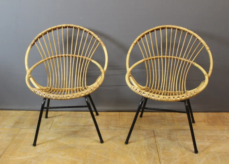 RATTAN TABLE AND CHAIRS