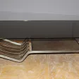 Table basse en fer forgé et cuir vers 1970