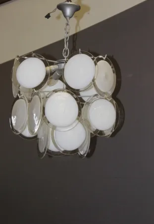 Lustre Disque En Verre De Murano Vers 1970
