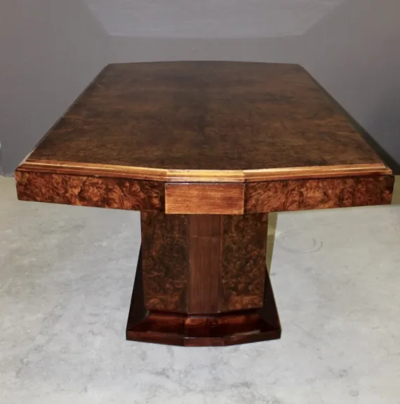 Table d'époque Art Déco En Acajou Et Loupe d'Orme Vers 1930