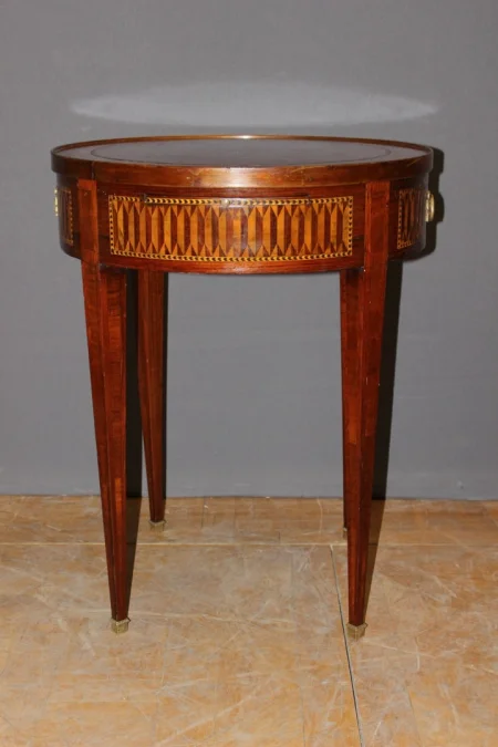 Table Bouillotte De Style Louis XVI En Marqueterie Vers 1900