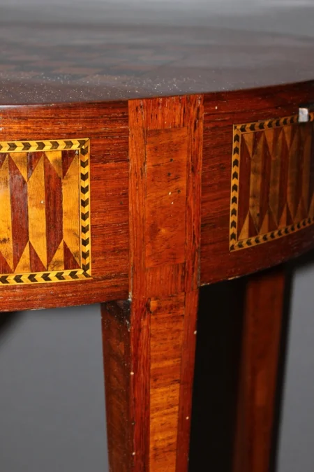 Table Bouillotte De Style Louis XVI En Marqueterie Vers 1900