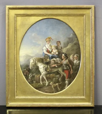 Huile Sur Toile Représentant Une Scène De La Campagne Fin XVIII