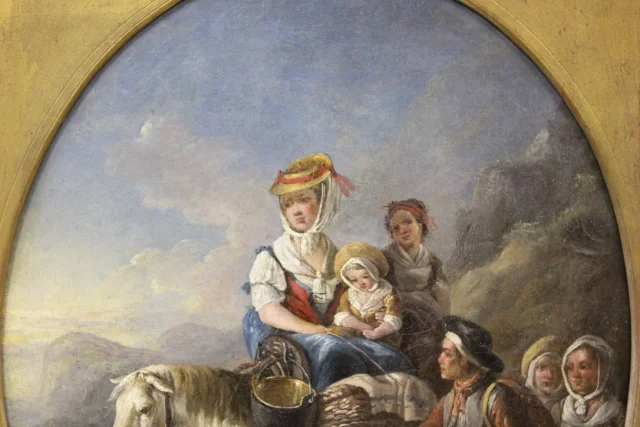 Huile Sur Toile Représentant Une Scène De La Campagne Fin XVIII